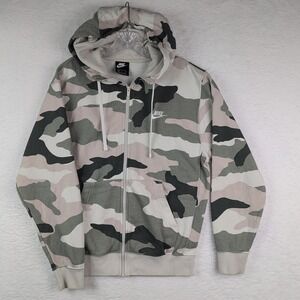 Nike Full Zip Hoodie Sweatshirt Men's Small Green Camo Camouflage